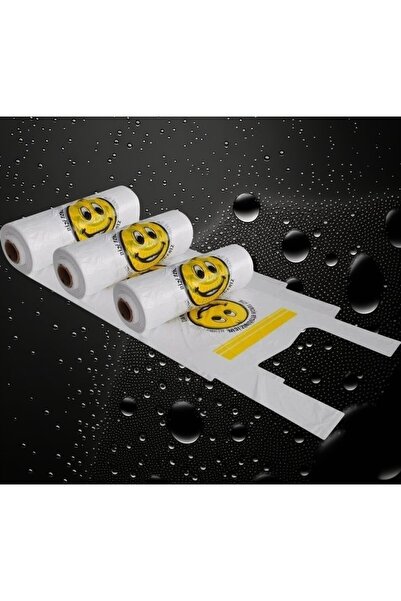 Ecoflex 3 ADET Büyükboy Gülenyüz Baskılı Rulo Poşet Market Manav Atlet Hışır