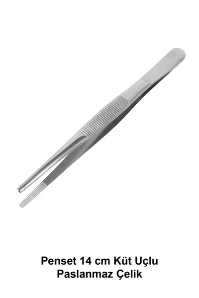 ATEL-SAN Penset 14 cm Küt Uçlu Paslanmaz Çelik