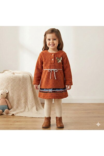 mj kids Lamb Velvet Girls' Dress with Wool Lining