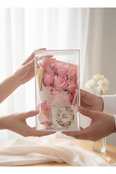 YASİMA باقة ورد وردية مكونة من 9 رؤوس مع ترتيبات سيبيسو، هدية مميزة لعيد الحب...