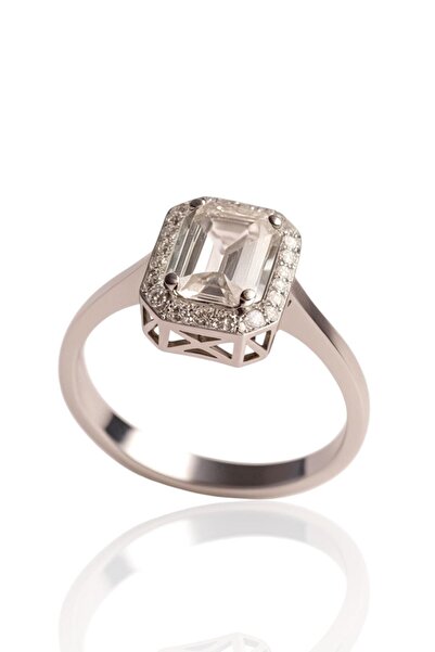 Güler Kuyumculuk 8 Ayar Beyaz Altın Baget Taşlı Yüzük – 1,50 gr | Zarafetin I...