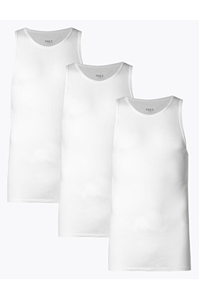 Marks & Spencer Saf Pamuklu 3'lü Atlet Seti