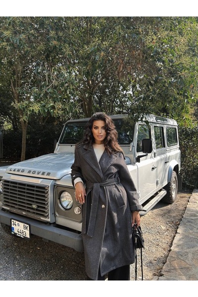 rengamoda Women's epaulet waist belted lined stamp coat