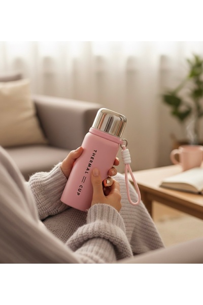 Mira Gift Premium 316 Paslanmaz Çelik 600 ml Termos & Matara - Bardaklı, Pipetli, Taşıma ipli