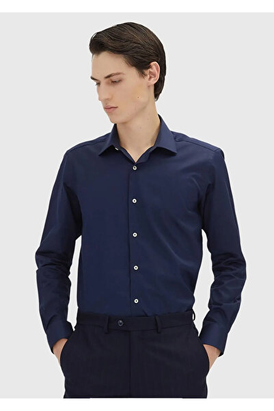 Ramsey Navy Blue Regular Fit Woven Classic 100% Cotton Shirt