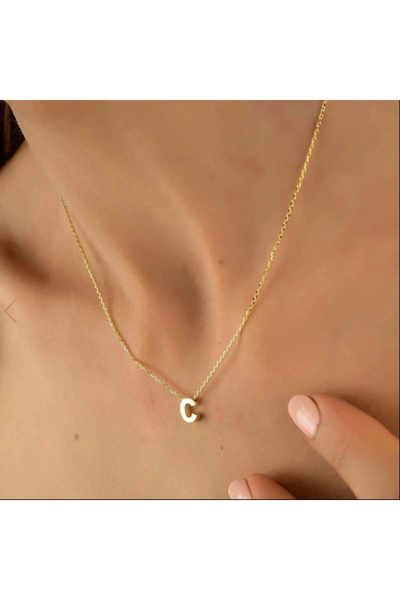 naaksesuar Harf Kolye Çelik Gold Renkli