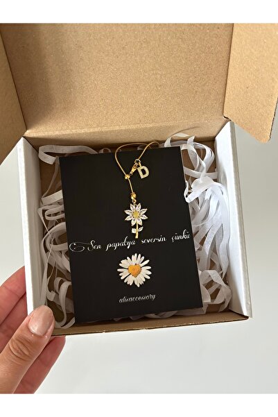 Alis Accessory Özel kartlı papatya kolye