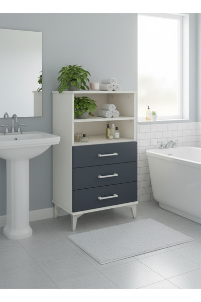 Dienni Arges Komodin 2 Raflı 3 Çekmeceli 60x30x106 Aytaşı-Antrasit