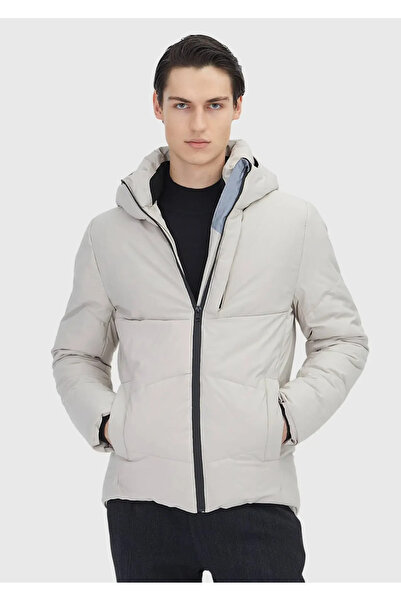 Ramsey Beige Regular Fit Hooded Casual Woven Coat