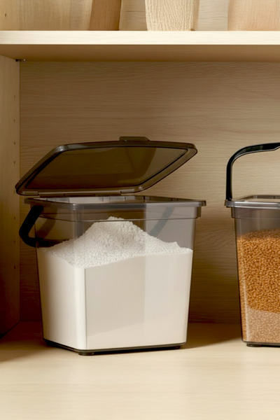 Kitchen Life Mega Boy 2'li Kare Un Bakliyat Kabı ( 6 Litre ) - Kulplu Deterjanlık Saklama Kutusu Kabı 2 Adet