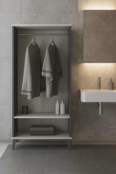 Dienni Hyperion Dolap Tek Raflı Tek Askılı 88x44x134 Antrasit-Aytaşı