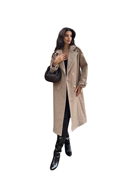 rengamoda Women's epaulet waist belted lined stamp coat