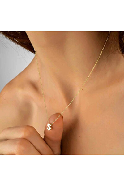 naaksesuar Harf Kolye Çelik Gold Renkli