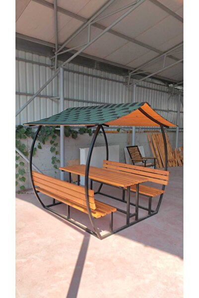 puhu aksesuar Japon Çatı Model Bahçe Masası Ahşap Kamelya/çardak Piknik Masas...