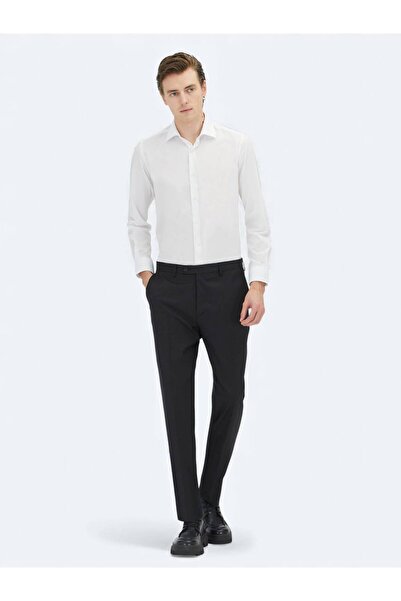 Kip White Regular Fit Woven Classic Cotton Blended Shirt