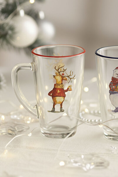 Rakle Deer Santa Set of 2 Mugs Blue-Red 400 Cc
