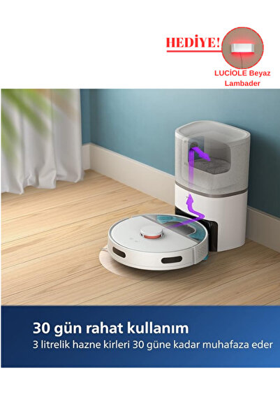 Philips HomeRun 3000 Serisi Aqua Islak ve Kuru Temizlik Robotu, 4000 Pa Emiş Gücü, 230 dk Çalışma Süresi