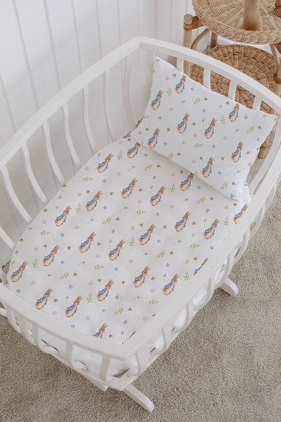 Messido 100% Cotton Poplin Baby Crib Bedding Set 80X120 cm - Cute Rabbit