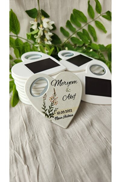 Genel Markalar 10 Adet Açacaklı Magnet Nişan Söz Kına Düğün Nikah Hatırası Misafirler Için Hediyelik Kalp Şeklinde.