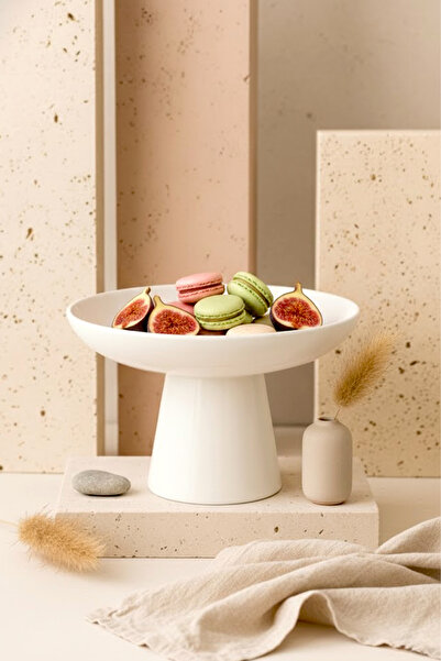 Kitchen Life Doğal Naturel Ayaklı Kek Standı - Ayaklı Sunumluk Standı Minimalist