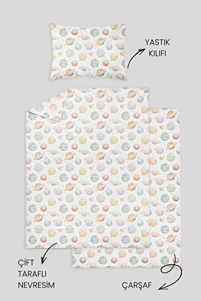 Messido 100% Cotton Poplin Mother's Side Crib Bedding Set 60X100 cm - Colorful Hearts