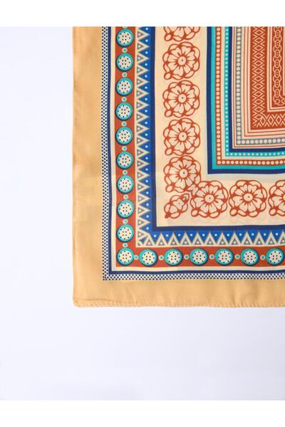 Jimmy Key Orange Geometric Pattern Scarf