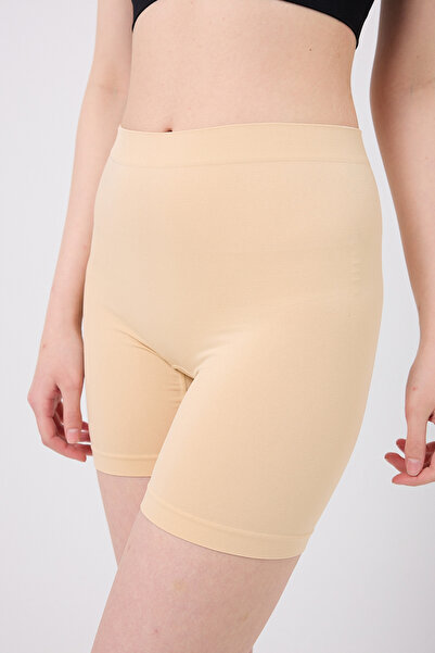 MİSTİRİK Pereto Model Stitch-Free Lightweight Shaping / Sculpting Non-Marking Women's Boxer Skin Color