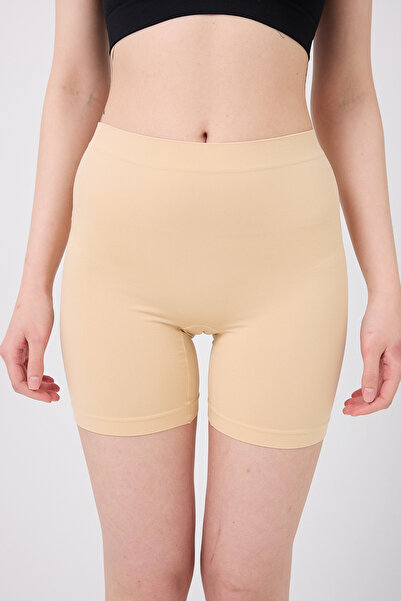 MİSTİRİK Pereto Model Stitch-Free Lightweight Shaping / Sculpting Non-Marking Women's Boxer Skin Color