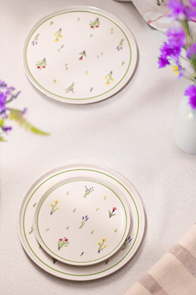 Rakle Botanical Ceramic 4-Piece Cake Plate Set 20 cm