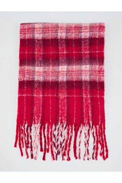 Jimmy Key Κόκκινο καρό κασκόλ με λεπτομέρεια με φούντα