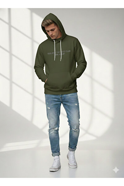 ribana Unisex regular fit Hooded Printed pocketed long sleeve cotton soft textured sweatshirt