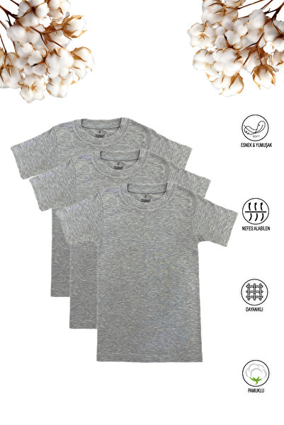 ÖZKAN underwear Özkan 0706 3-парна опаковка Момчешка тениска от 100% памук с ребра, гъвкава и удобна, с къс ръкав и обло деколте