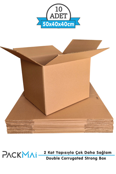 PackMai 50x40x40cm 10adet 1.kalite 6mm Kalın Boş Karton Koli (EV TAŞIMA-ÇEYİZ-DEPOLAMA-NAKLİYE)