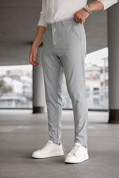 Ser Joven Ανδρικό υφασμάτινο παντελόνι σε γκρι λεπτή εφαρμογή