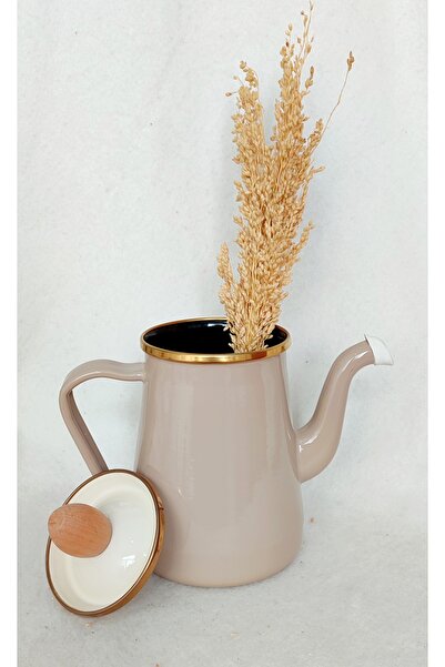 EBRULİEMAYE Cappuccino Beige Enameled Jug 950 ml Herb Coffee Infuser Enameled Infuser