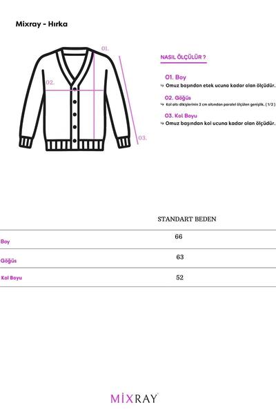 Mixray 6953 Women's Oversized Wool Blended Premium Heart Embroidered Cardigan Khaki