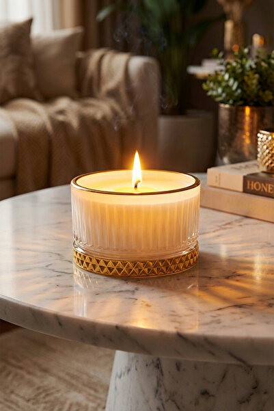 THE GROOVE Yasemin Kokulu Beyaz Gloria 9 X 5,5 Cm Dekoratif Kokulu Cam Mum