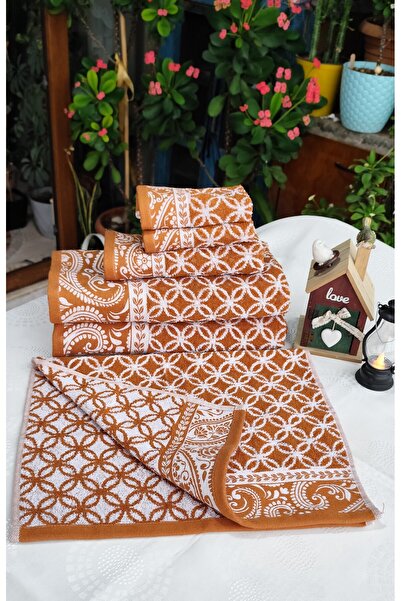 Altınbaşak مجموعة مكونة من 6 هدايا ومناشف قطنية مجعدة للحمام والمطبخ - إنتاج خاص