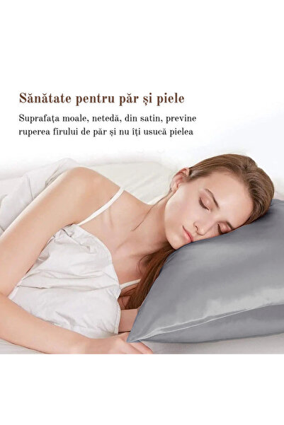 Marinela Radu Satin Pillowcase with Hair and Skin Protection, Marinela Radu, 50x70 cm, Gray