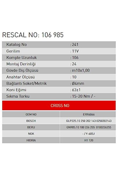 Rescal Isıtma Bujisi - Land Rover - ET106985