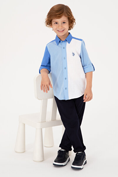 U.S. Polo Assn. Erkek Çocuk Mavi Uzun Kollu Gömlek 50306578-VR036