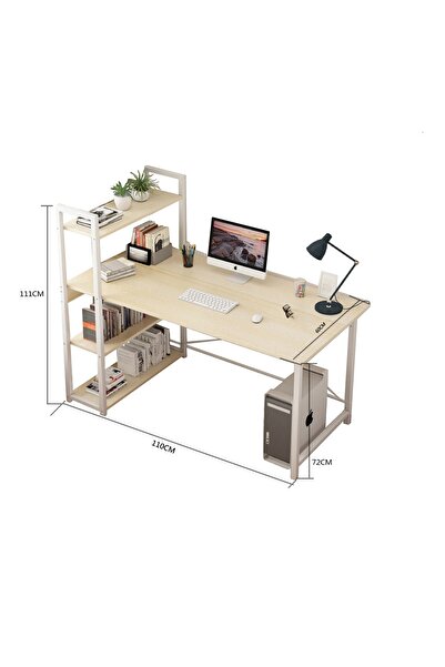ZUIHAO Home Office Writing Computer Desk Modern Simple Study Table with Bookshelf 110x60x110cm