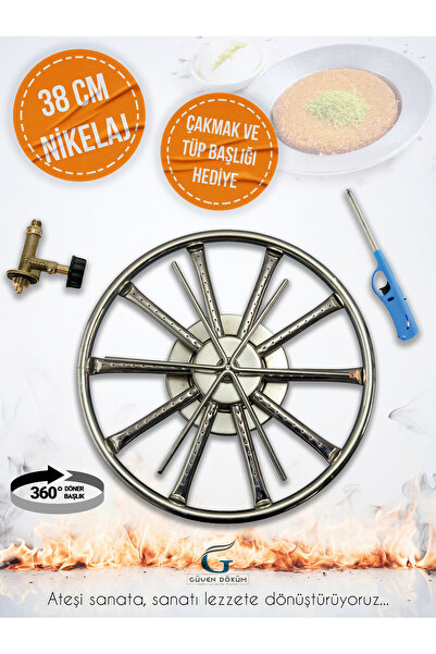 GVN Endüstriyel 38 Cm Nikelaj Döner Başlıklı Portatif Künefe - Balık - Su Böreği Pişirme Ocağı