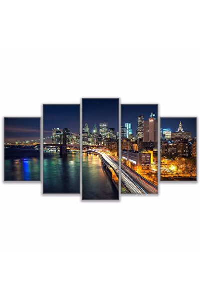 SSMEDIA Set tablouri Canvas, nocturnal New York, 5 piese