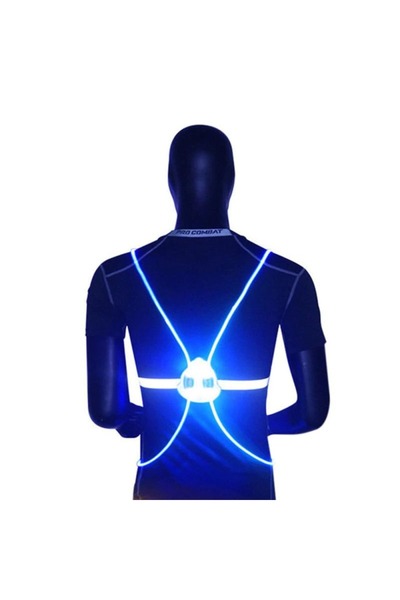 SSMEDIA Γιλέκο ασφαλείας με LED, ανακλαστικό, για τρέξιμο, ποδηλασία ή νυχτερινές δραστηριότητες, παγκόσμιο μέγεθος - Μπλε