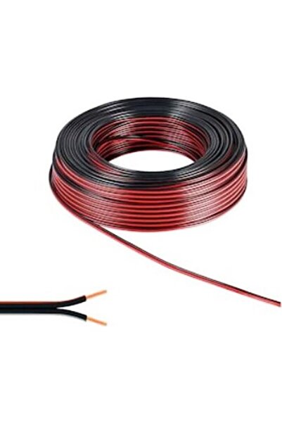 Geylani 30 Metre 2 x 0,75 Kablo Yassı Kordon Hoparlör Led Elektrik Kablosu Siyah