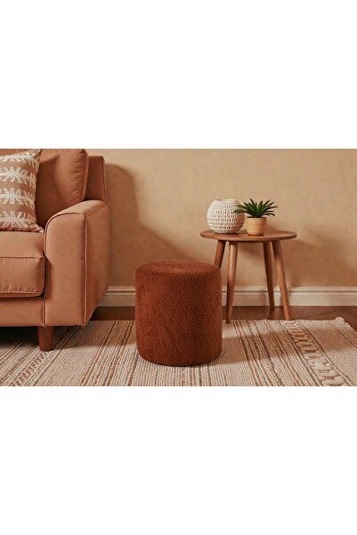 Framgan Teddy Düz Puff - Yuvarlak Puf – Makyaj Masası Pufu - Dekoratif Ayak U...