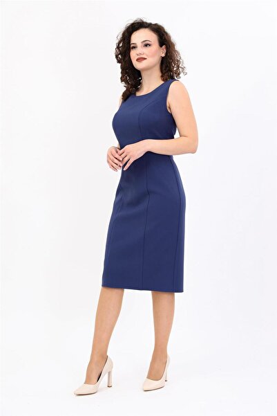 ÖNDER ÖZSOY Kokteyl Kolsuz Elbise -İndigo