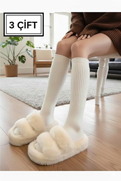 Panowill Design Kadın Pamuklu Fitilli Diz Altı Bot Çizme Çorabı Kadın Çorap O...