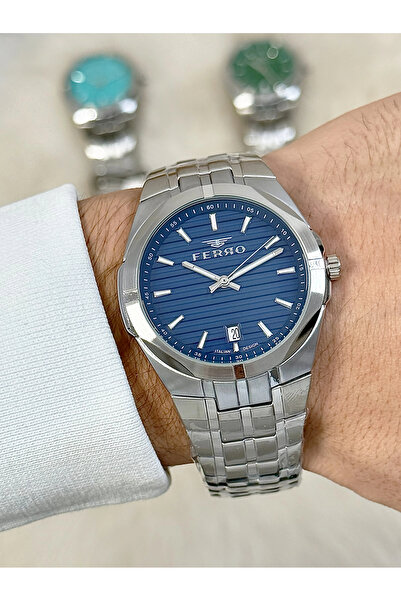 FERRO Gümüş Çelik Kordon Erkek Kol Saati FM40143A-A3 Tüm Fonksiyonlar Aktif 3 ATM Su Geçirmez
